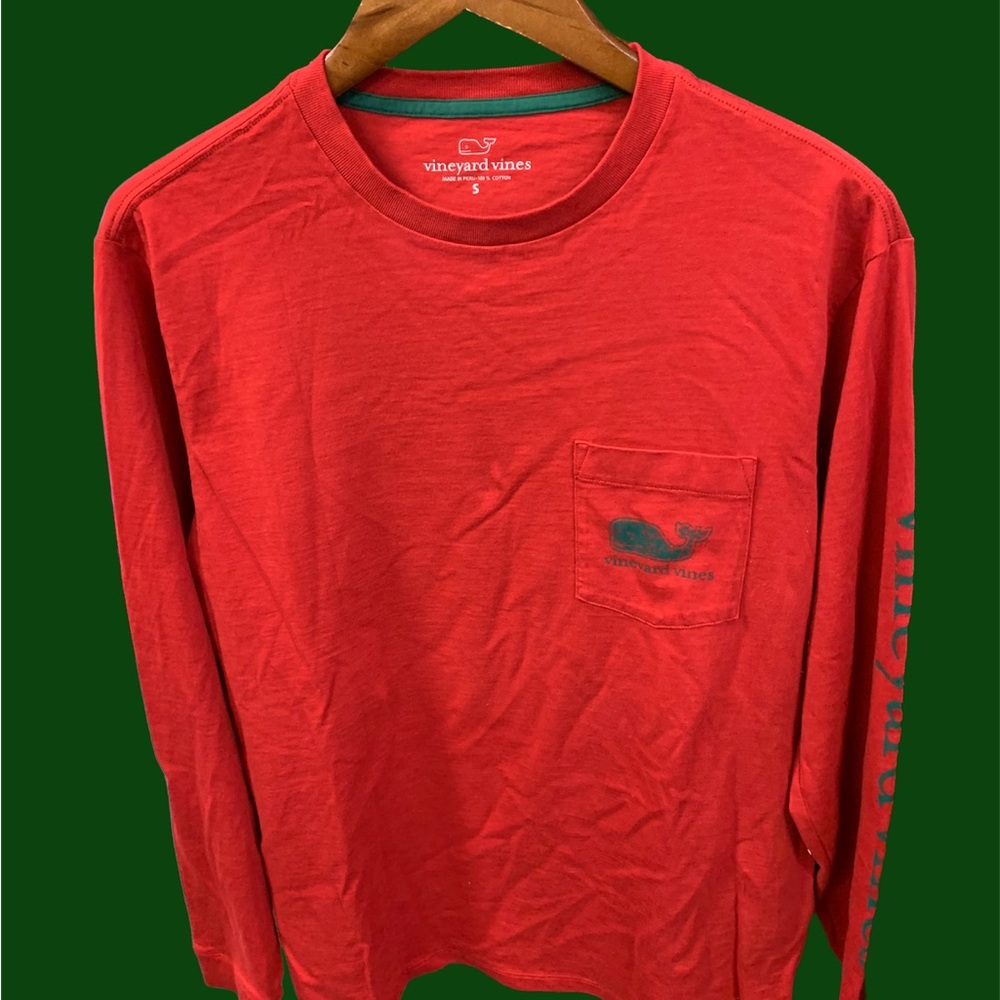 Vineyard Vines long sleeve, crew neck, cotton, one pocket t shirt